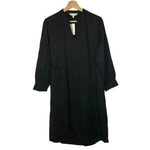 Bridge & Burn Black Split Neck Long Sleeve Midi Dress S